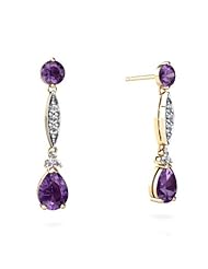 Genuine Amethyst 14kt Yellow Gold Dangle Drop Earrings