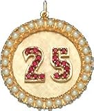 Any Number with Pearls and Stones, 14K Gold Charm