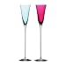 Orrefors Ceremony Flute Pair, Turquoise & Pink
