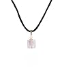 Necklace - N433 - Murano Glass & Fire Polished Glass Style - Square Shape ~ Pink