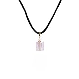 Necklace-N433-MuranoGlass&FirePolishedGlassStyle-SquareShape~Pink