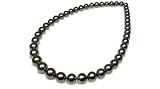 9.5 x 13mm natural color Black Tahitian south sea cultured pearl necklace 17