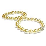 10.3x13.5mm Round Golden South Sea Pearl Necklace