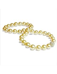 10.3x13.5mm Round Golden South Sea Pearl Necklace