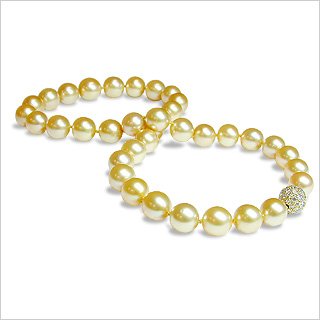 10.3x13.5mm Round Golden South Pearl Necklace