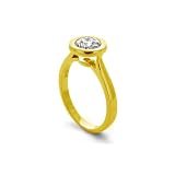 0.75 Ct Round E/VS Certified (Clarity Enhanced) Bezel Solitaire Diamond Engagement Ring in 14KY