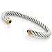 Sterling Silver And 18K Gold Twisted Garnet Bangle 7