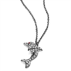 Hematite Dolphin Crystal Necklace AJ23123