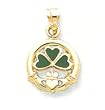 14kt Gold Irish Celtic Clover Enameled Charm Pendant