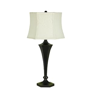 Candice Olson Panache Table Lamp with Oil Rubbed Bronze Resin, Natural Linen Shade 29