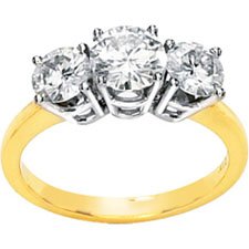 Classy! 14k White-gold/Yellow-gold Women's Three Stone 1 3/4CT TW Moissanite Anniversary Band