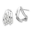 Sterling Silver CZ Omega Back Earrings - JewelryWeb