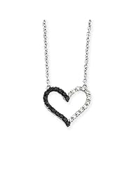 Tivolia Collection 14K White Gold White And Black Diamond Heart Necklace