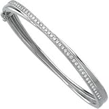 14K White Gold Diamond Bangle