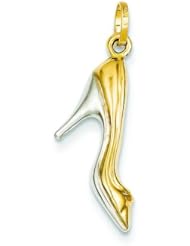 14K Two Tone Gold High Heel Shoe Charm Fashion Jewelry