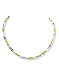 Sterling Silver Freshwater Cultured Pearls/Multicolored Bead Necklace