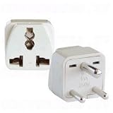 Universal Universelle Worldwide Tourist / Visitor Visiter / Travel Adaptor Adapter / Convertor Converter Plug 2-Pin / 3-Pin from UK, Great Britain, Cyprus, Gibraltar, Hong Kong, Kenya, Kuwait, Malaysia, Malta, Mauritius, Nigeria, Pakistan, Singapore, Seychelles, Sri Lanka, UAE to India 3-Pin Plug Round Travel Adaptor Adapter / Convertor Converter Plug (White)