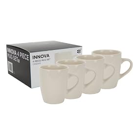 Ethos Innova 4 Piece Set of 12oz Bullet Mugs in Gift Box, Cream