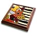 Retro 70s Orange Black Gold Fabric Print - 8x8 Trivet With 6x6 Ceramic Tile