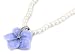 Blue Agate & Diamond Flower Pendant with Pearl Necklace - 17