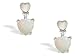 14K White Gold Genuine Heart Opal and Diamond Earrings