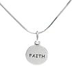 Sterling Silver Faith Love Hope Circular Faith Pendant with Snake Chain