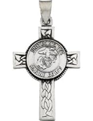 Us Marine Corps USMC Medal Pendant Gift Cross Sterling Silver R42061