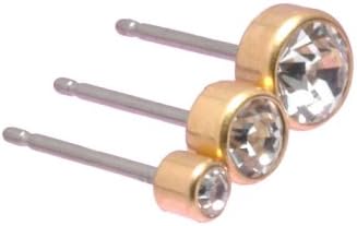 Blomdahl Golden Titanium 5mm Bezel Crystal Earrings