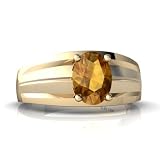 14K Yellow Gold Oval Genuine Citrine Men's Men's Ring