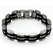 14mm Men's Black Rubber Stainless Steel Bracelet