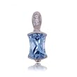 Blue Topaz and Diamond Fancy Pendant in 14 Karat White Gold