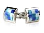 Glacier Blues Catseye Cufflinks in Silver Finish with Gift Box