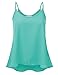 JJ Perfection Women's Solid Woven Sheer Scoop Neck Blouse Tank Top