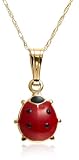 14k Yellow Gold Children's Red Ladybug Pendant, 15