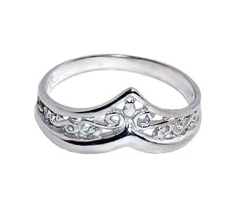 10KT White Gold Filigree Band 10K Designed Thumb Ring