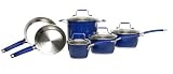 T-Fal Avante Color Clad 10-Piece Stainless-Steel Cookware Set, Blue