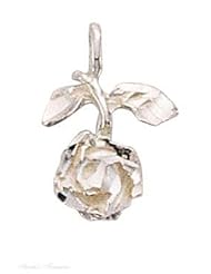 Sterling Silver 18" .8mm Wide Box Chain Necklace With Dangling Diamond Cut Rose Pendant