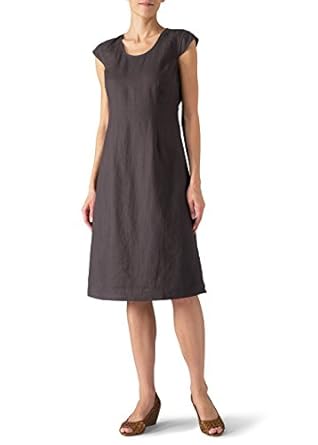 Vivid Linen Cap Sleeves Dress-4X-Two Tone Beige at Amazon Womenâs Clothing store: