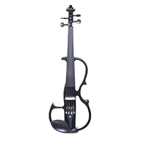 Cecilio CEVN-2BK 4/4 Full Size Electric Silent Violin w/ Solidwood Ebony Fitted in Black Metallic