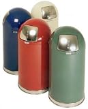 Polder bullet metal trash can with push top, 15 gallon, almond