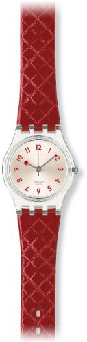 Swatch Ladies Strawberry Jam Red Leather Strap Watch