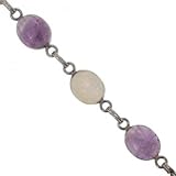 Silver Scarab Beetle Bracelet Rose Quartz Amethyst Jade