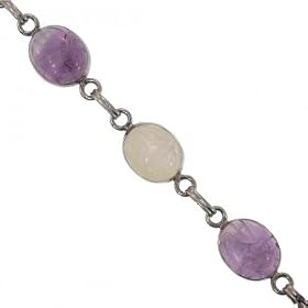 Silver Scarab Beetle Bracelet Rose Quartz Amethyst Jade by GemAffair