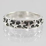 Sterling Silver Band Ring with Star Design, Size 7, #2596