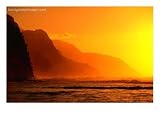 A Golden Sunset Over Na Pali Coast., Kauai, Hawaii, U.S.A., Photographic Print by Ann Cecil, 40x30