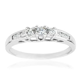 Three Stone Diamond Ring 1/4ctw by 