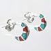 Little Sterling Silver, Turquoise and Coral Chip Inlaid Hoop Earrings, #TP127C