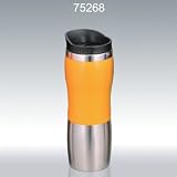 Search : Creative Home 15 oz Stainless Steel Travel Mug with Yellow Band