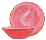 Colorful Art Glass Rose Dessert Bowl 6 1/2"D, 2 1/2"H Set of Two