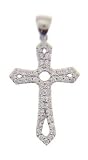 14k White Gold 46 Diamonds Victorian Elegance Cross Pendant by 